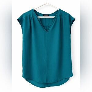 Dynamite Teal V-Neck Blouse Size M